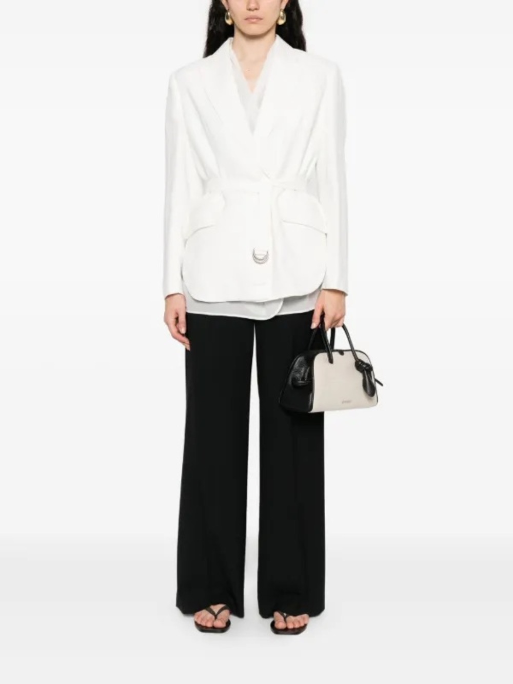 Peserico Tailored pleat detail black dress pants trousers chic preppy luxe 46 co